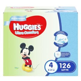 Подгузники Huggies Ultra Comfort  4 для мальчиков (8-14 кг) Disney Box 126 шт